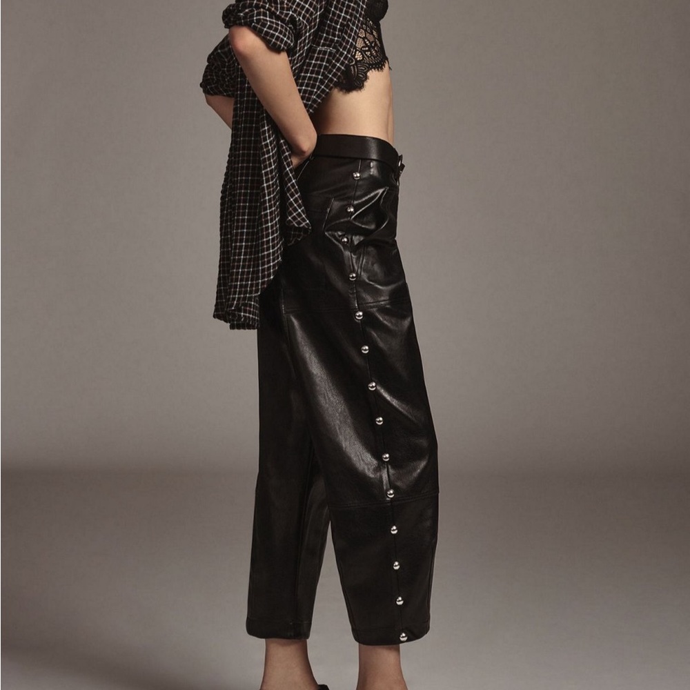 Vegan-Leather Utility Pants Anthro Sz 6 NWT 🔥